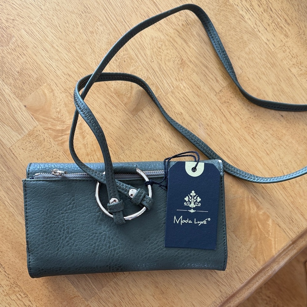Dark Green Leather Wristlet Moda Luxe
